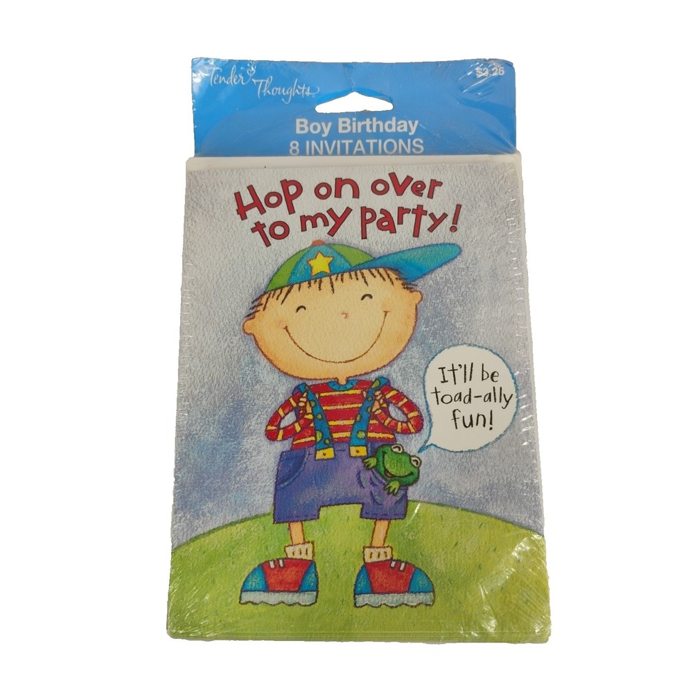 Tender Thoughts Boy Birthday Hop On Over To My Party 8 Cards Invitation Envelope